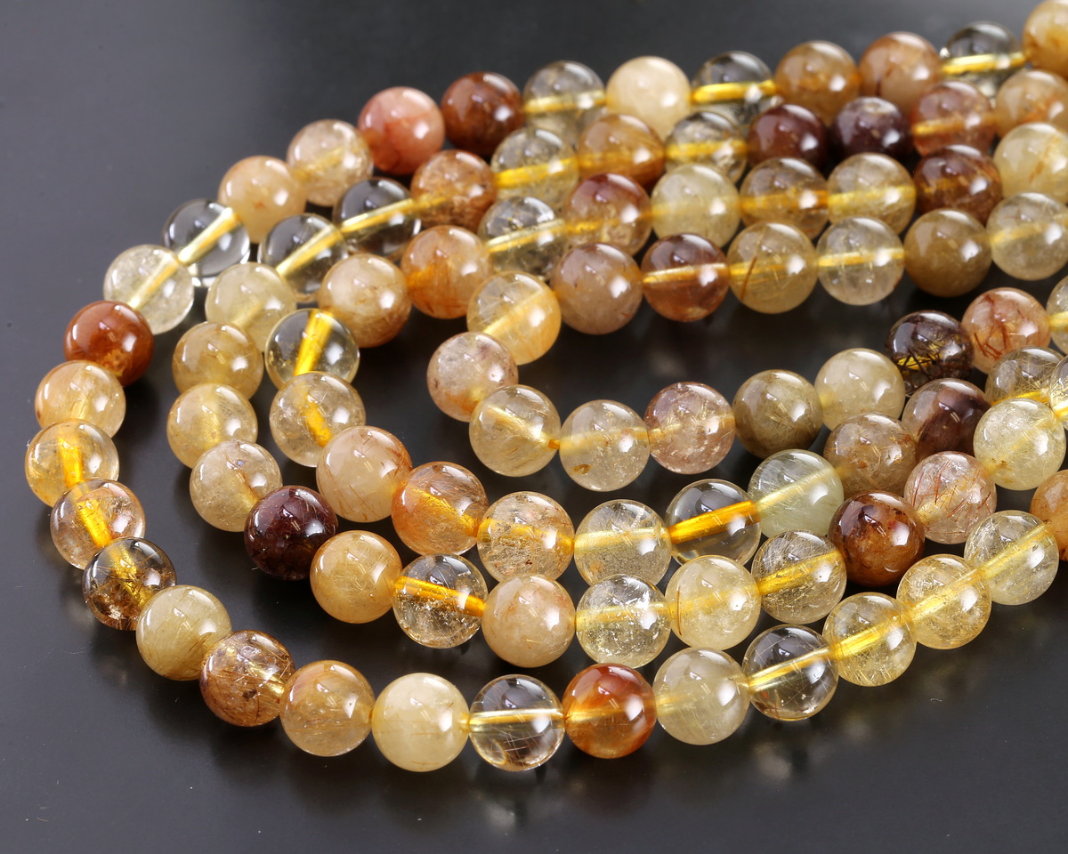 Gold Red Rutilated Quartz (A) Round 8mm