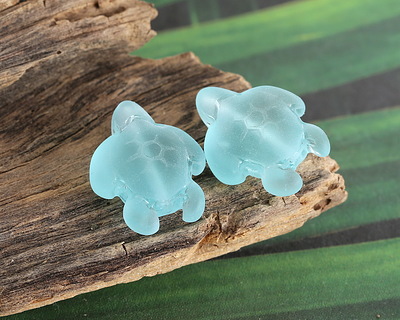 Seafoam Beach-Style Glass Small Sea Turtle 20x15mm