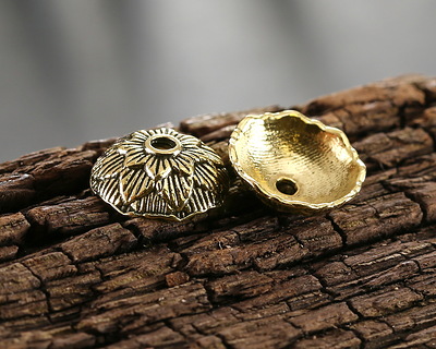 Antique Gold (plated) Lotus Bead Cap 4x12mm