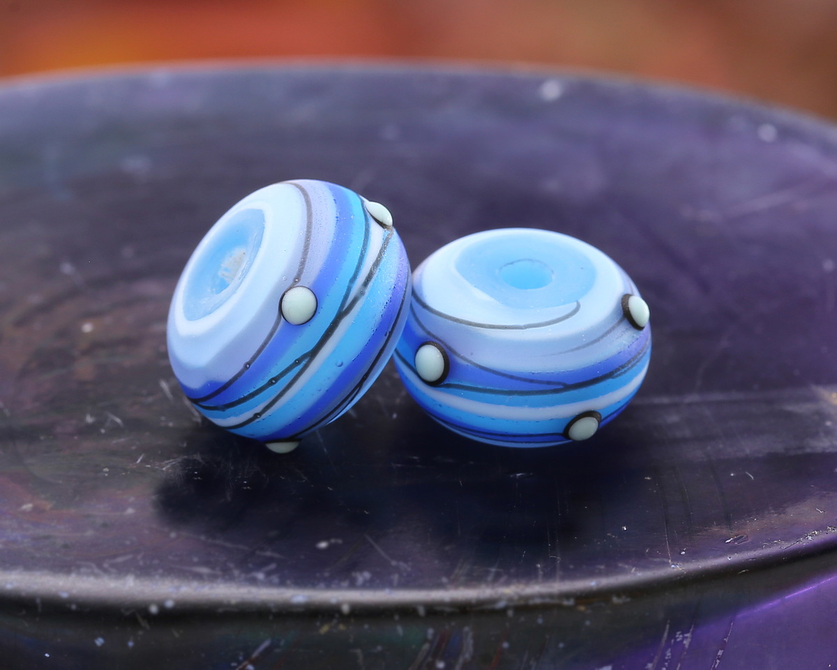 Grace Lampwork Matte Arctic Blast Rondelle 9x13mm