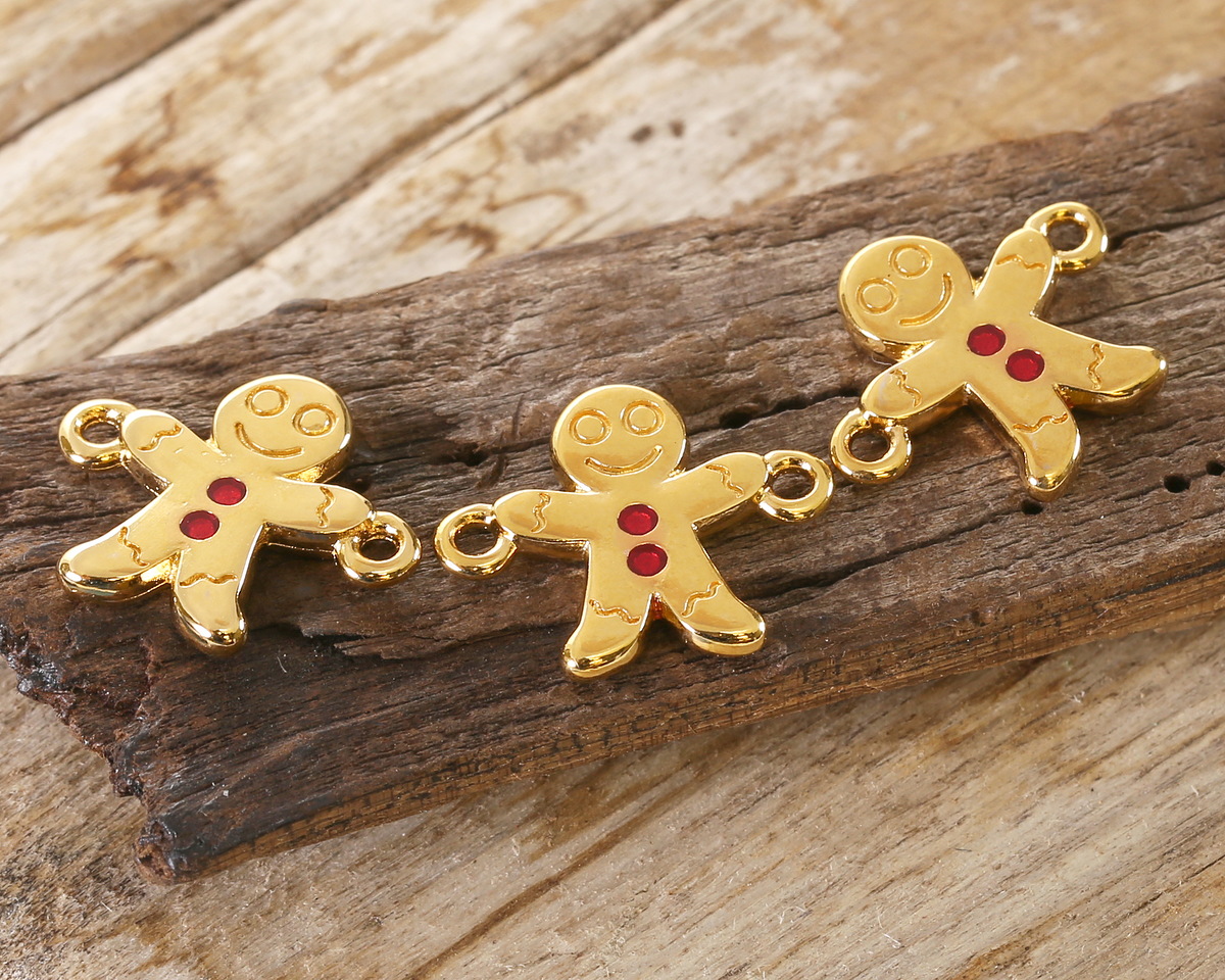 24K Gold (plated) Gingerbread Man Link 17.5x14.5mm