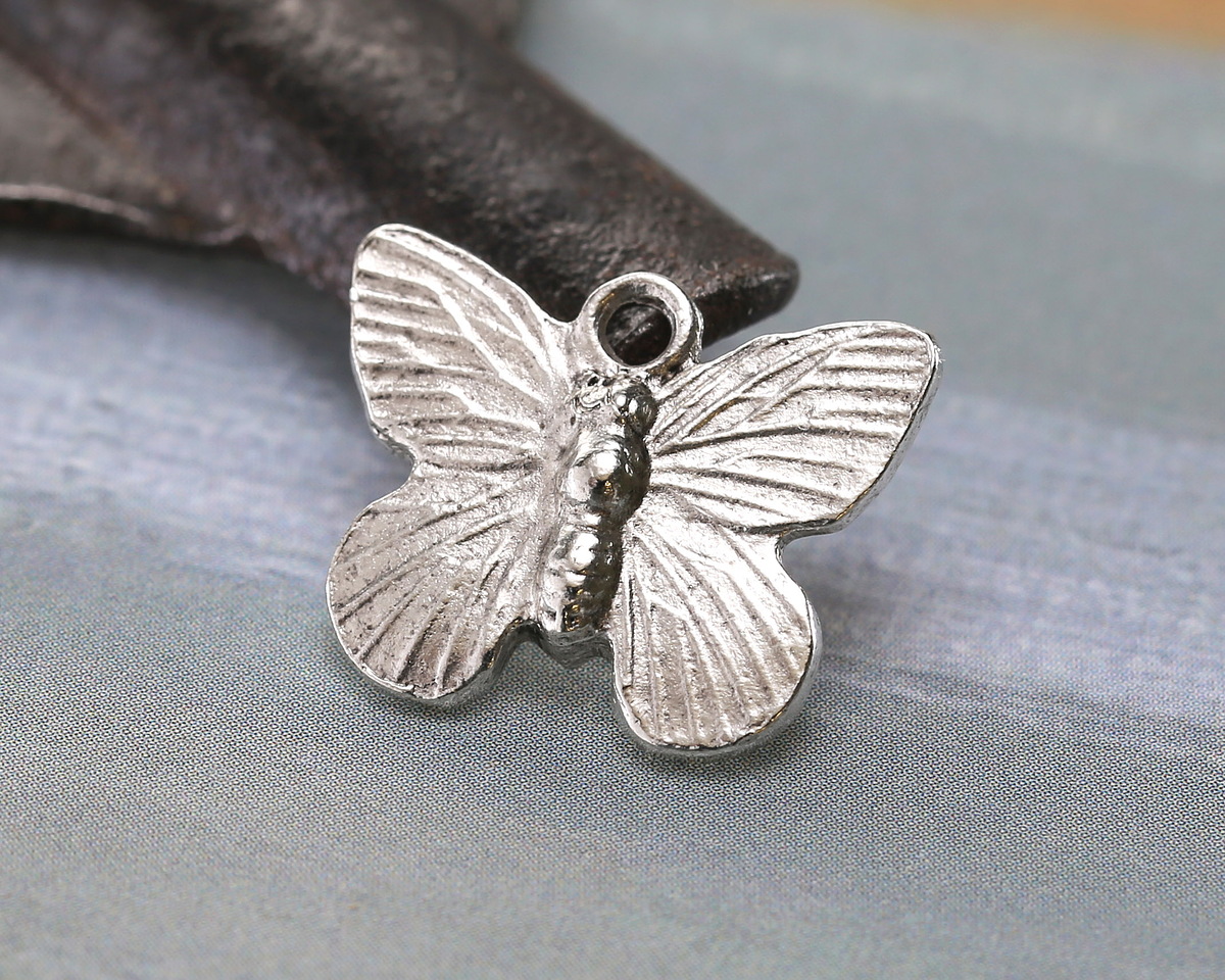 Nunn Design Antique Silver (plated) Butterfly Charm 18x15mm