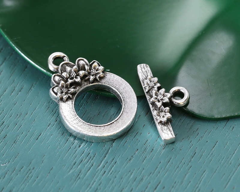 TierraCast Antique Silver (plated) Blossom Toggle Clasp 21x14mm
