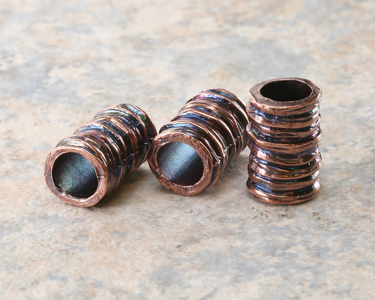 Mykonos Antique Copper (plated) Large Hole Lined Barrel 17x10mm