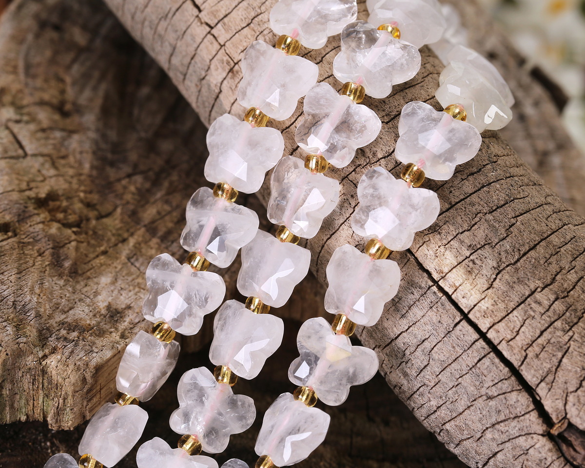 Rose Quartz (Light) Microfaceted Butterfly 8x10mm