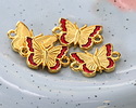 24K Gold (plated) Transparent Ruby Enamel Butterfly Focal Link 16x11mm
