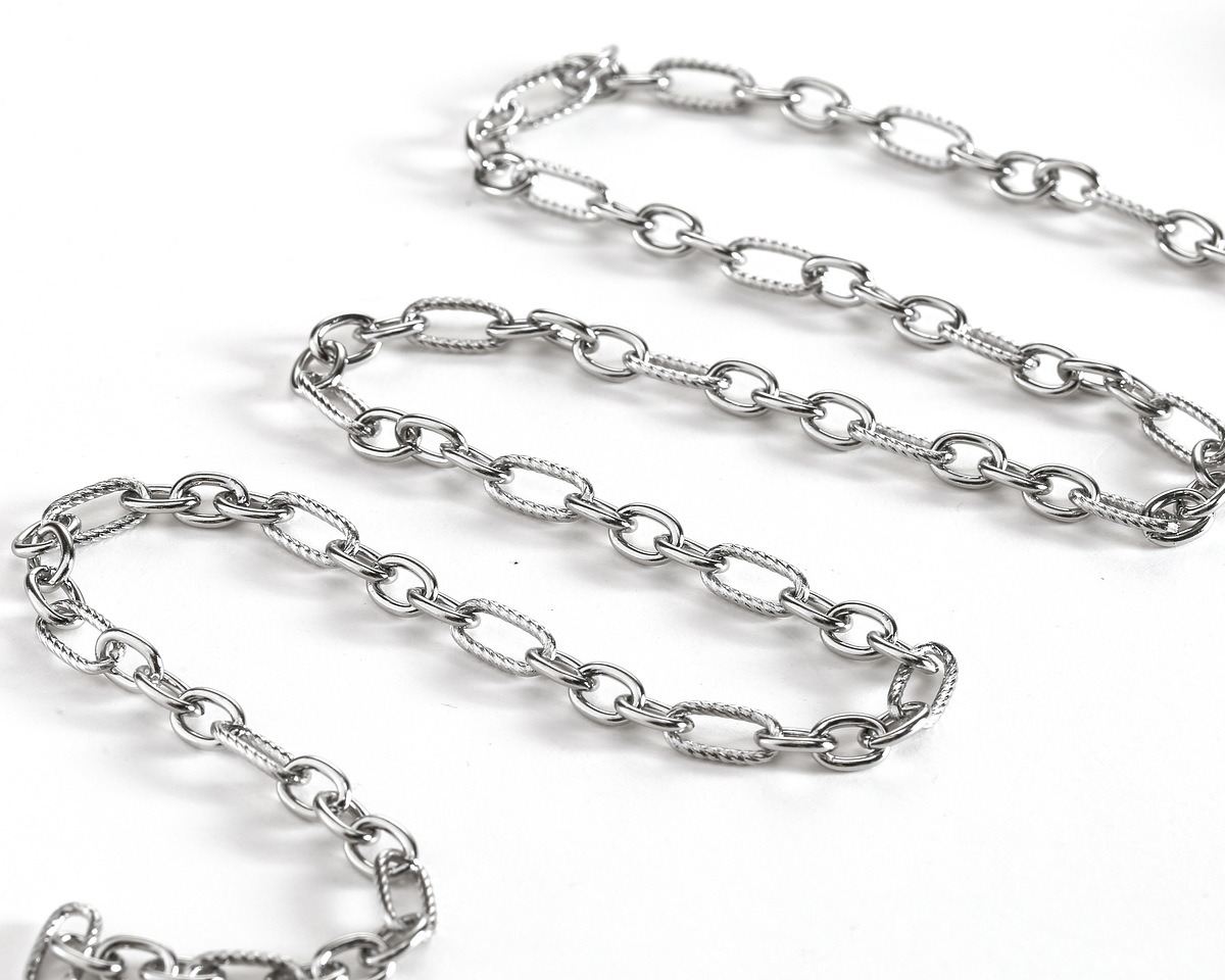 Stainless Steel 1:3 Textured Cable Chain, 5' Package