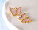 24K Gold (Plated) Pink Pearl Enamel Butterfly Focal 18x15mm