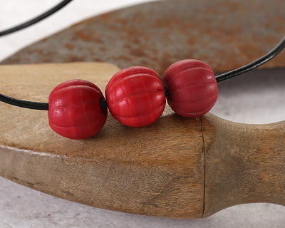 African Glass (Tanzania) Red Melon 14x15mm