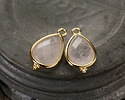 Rock Crystal Quartz w/ Gold Finish Faceted Teardrop Focal 12x21mm