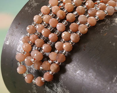 Peach Moonstone (A) Microfaceted Rondelle 5x6mm
