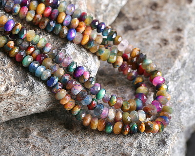 Tiger Eye Multi Rainbow (dyed) Faceted Rondelle 2x4mm