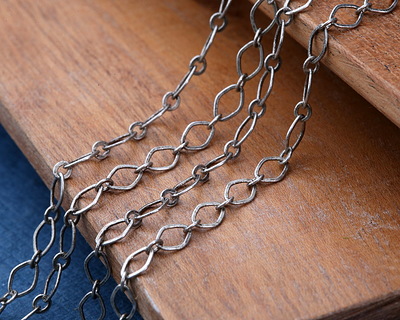 Antique Silver (plated) Flat Diamond Chain, 50m Spool