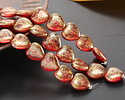 Czech Glass Ruby Red w/ Gold Wash Heart 10mm