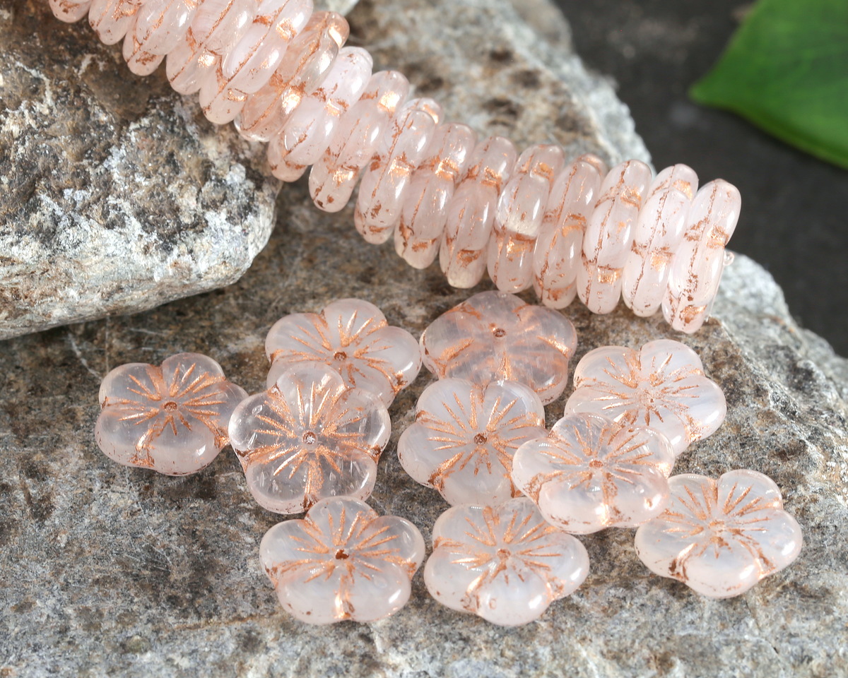 Czech Glass Crystal w/ Copper Wash Flower 14mm