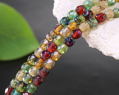Czech Glass Berry Harvest Multi Color Mix Picasso Fire Polished Round 5mm