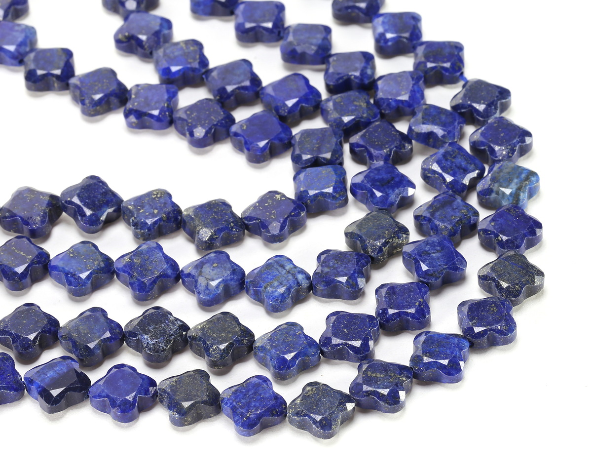 Lapis (Dyed) Faceted Quatrefoil 13mm