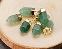 Green Strawberry Quartz Point w/ Gold Finish 8x16mm