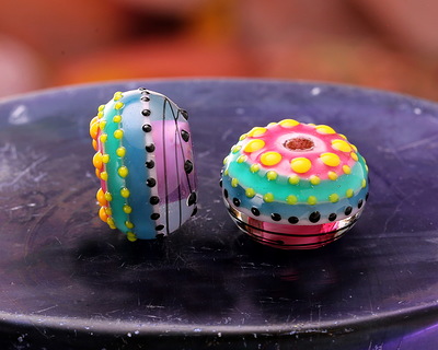 Grace Lampwork Rio de Janeiro Rondelle 10x16mm