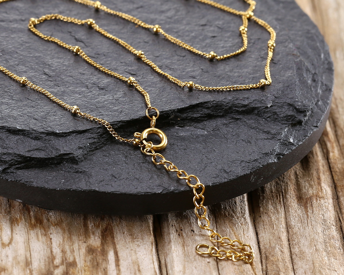 Waterproof 18K Gold PVD Plated Stainless Steel Satellite Chain, 18" Finished w/ 2" extender