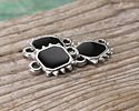 Antique Silver (plated) Jet Enamel Square Sun Focal Link 19x10mm