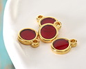 24K Gold (Plated) Transparent Ruby Red Resin Round Focal 8x11mm