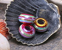 Cranberry Banded Resin Large-Hole Rondelle 8x14mm