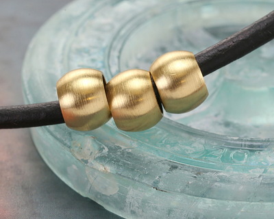 Mykonos Solid Brass Large Hole Rondelle 7x10mm