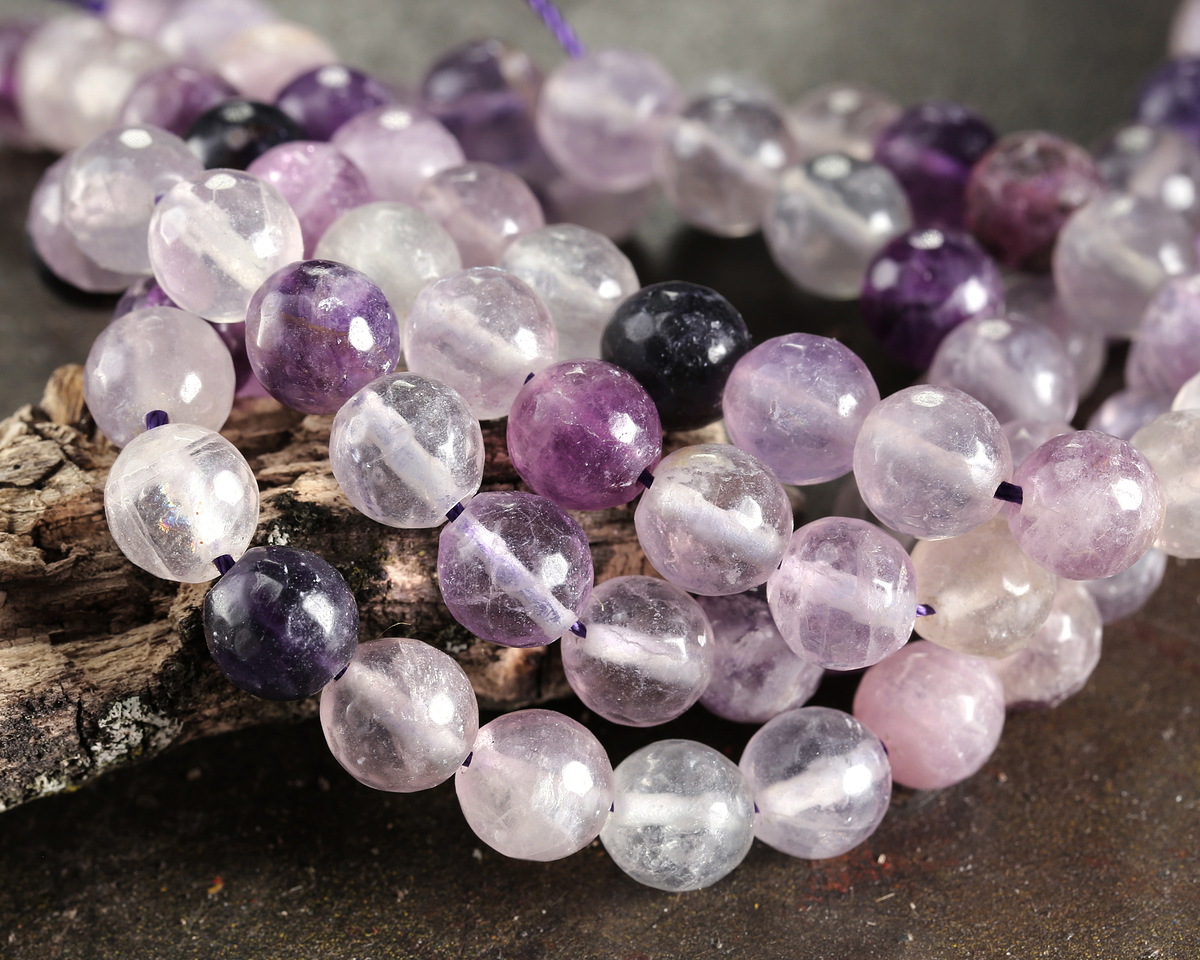 Rainbow Fluorite Faceted Round 8mm