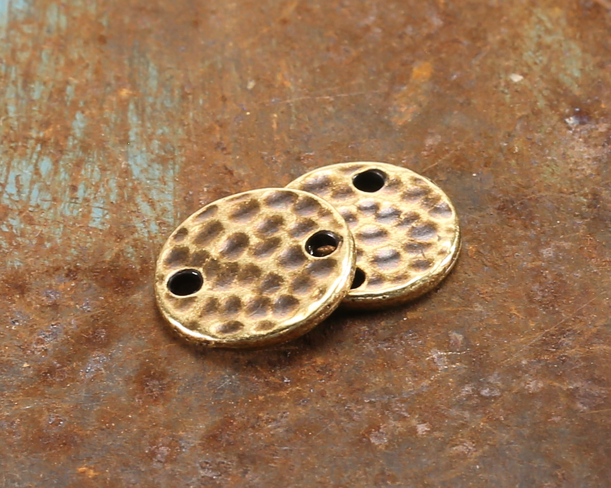 TierraCast Antique Brass (plated) Hammertone Round Focal Link 11mm