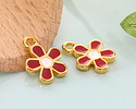 24K Gold (plated) Red/White Enamel Daisy Focal 10.5x13.5mm