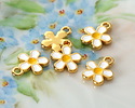 24K Gold (plated) White/Yellow Enamel Daisy Focal 10.5x13.5mm