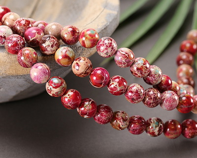 Fuchsia & Turquoise Impression Jasper Round 8mm