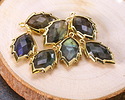 Labradorite (A) Faceted Puff Leaf Focal w/ Gold Finish 14x22mm