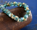 Czech Glass Island Blue w/ Textured Gold AB Trica Beads 4x5mm