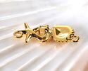 24K Gold (plated) Navy Blue Glitter Enamel Sea Elements Focal Link 26x11mm