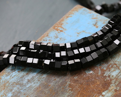 Black Obsidian Microfaceted Heishi 3x6mm