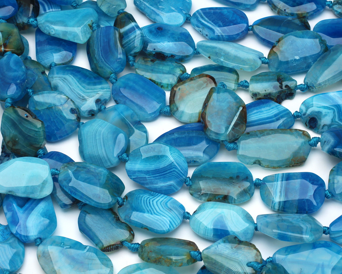 Sky Blue Agate Faceted Flat Slab 25-40x17-28mm