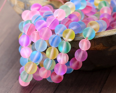 Multi Fused Glass AB (matte) Round 8mm