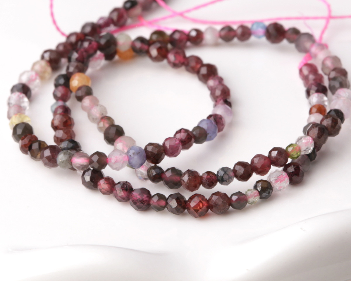 Multi Jewel Tone Gemstone Mix Faceted Round 2mm