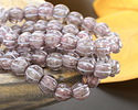 Czech Glass Wisteria w/ Silver Wash Large Hole Melon Round 6mm