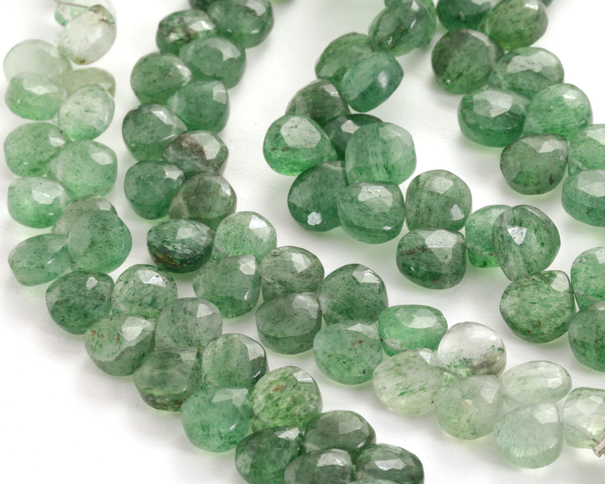 Natural Green Quartz Ombre Faceted Flat Briolettes 7-8.5mm
