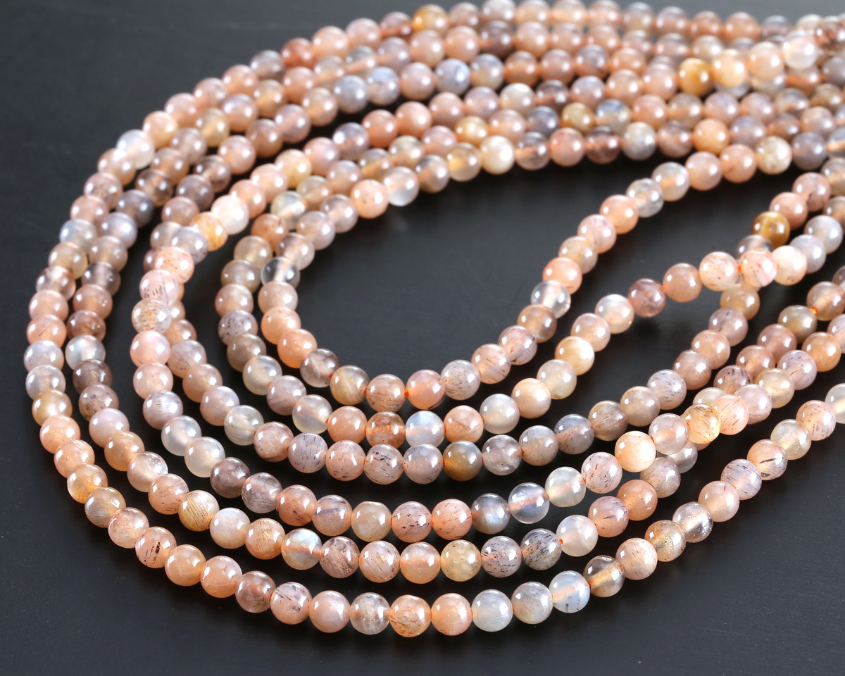 Gray Multi Moonstone Round 4mm