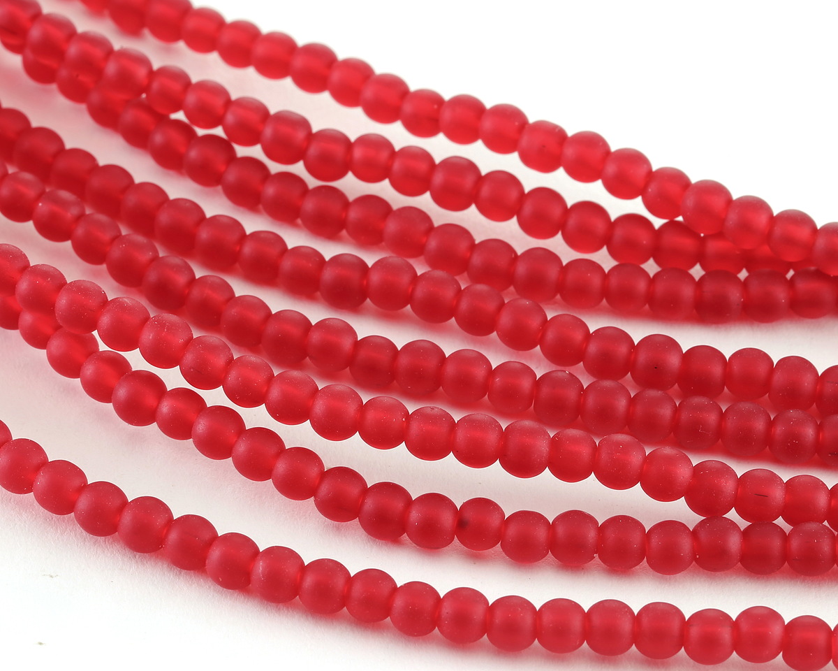 Black Cherry Red Beach-Style Glass Round 4mm