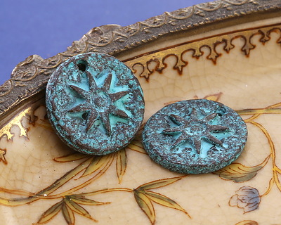 Mykonos Copper (plated) Patina Sun Coin Focal 22mm