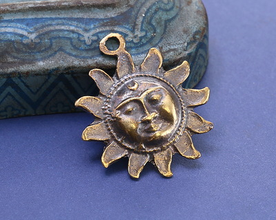 Mykonos Antique Brass (plated) Sun Face Focal 25x29mm