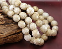 Czech Glass Textured White w/ Gold Fire Polished Round 8mm