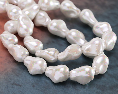 Pearly White Baroque Style Shell Pearl 23x14mm