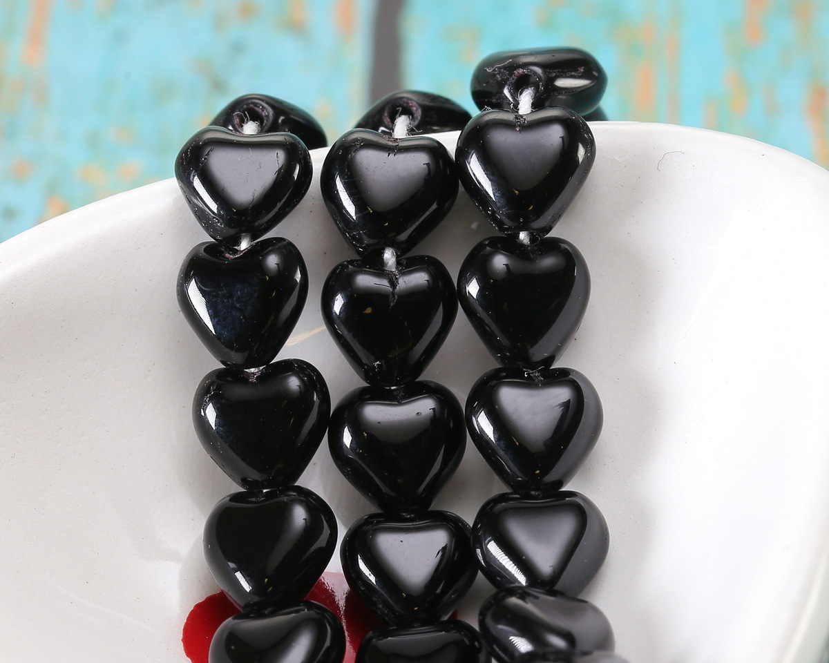 Czech Glass Jet Small Heart 6mm