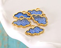 24K Gold (Plated) Transparent Sapphire Glitter Resin Cloud Focal 16x12mm
